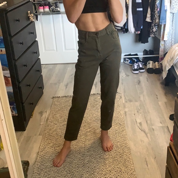 Dark forest green mom jeans - Picture 1 of 5